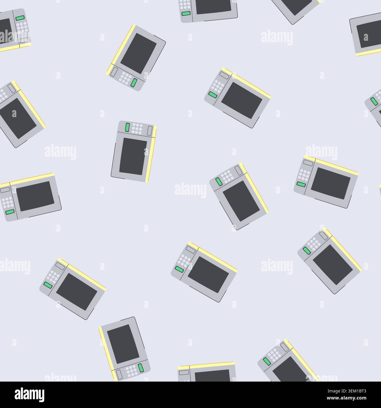 seamless pattern food microwave oven cartoon vector Stock Vector