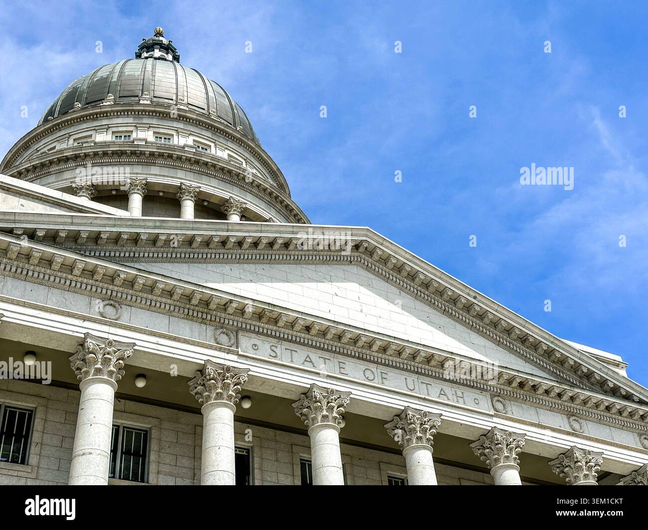 Utah State Capitol Building close up against blue sky - Smartphone Captured Stock Image