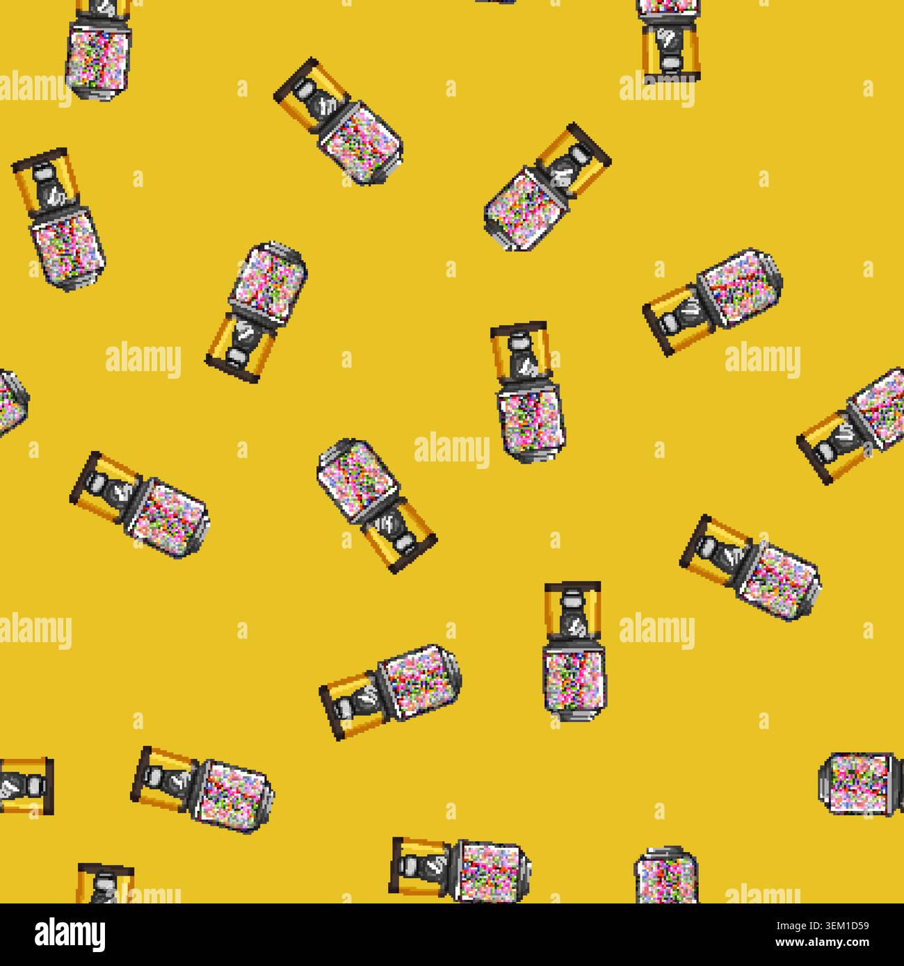 seamless pattern vending bubblegum machine cartoon vector Stock Vector