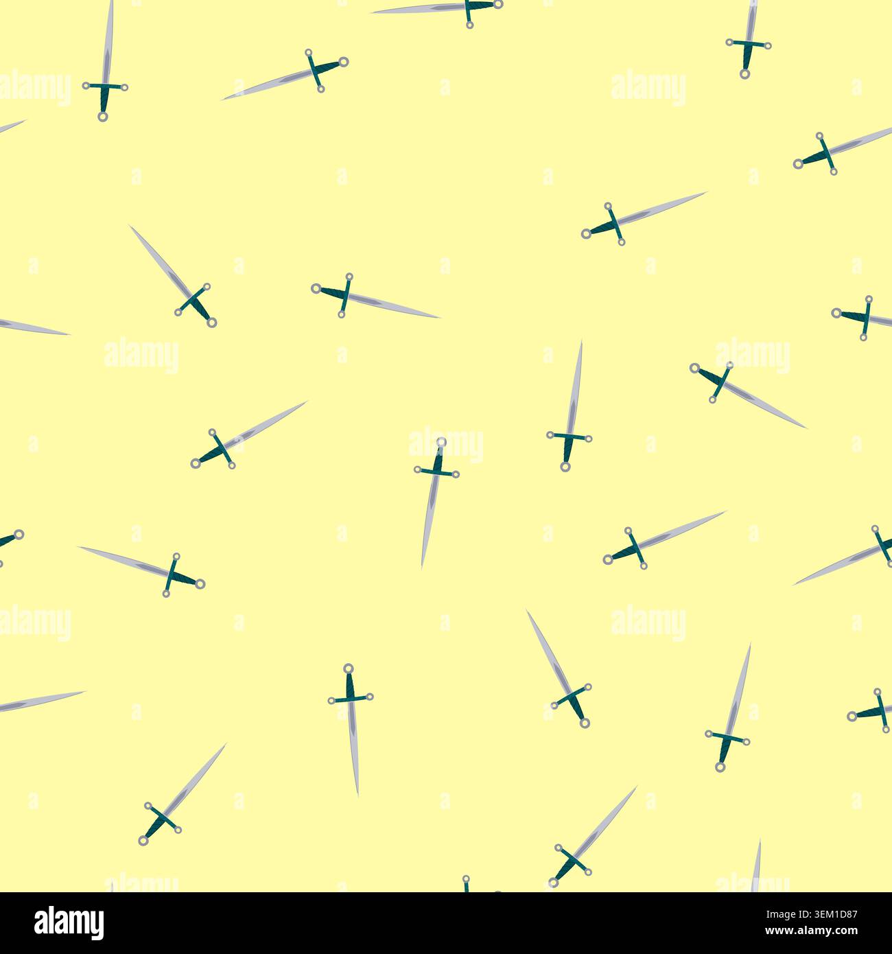 seamless pattern battle medieval sword cartoon vector Stock Vector