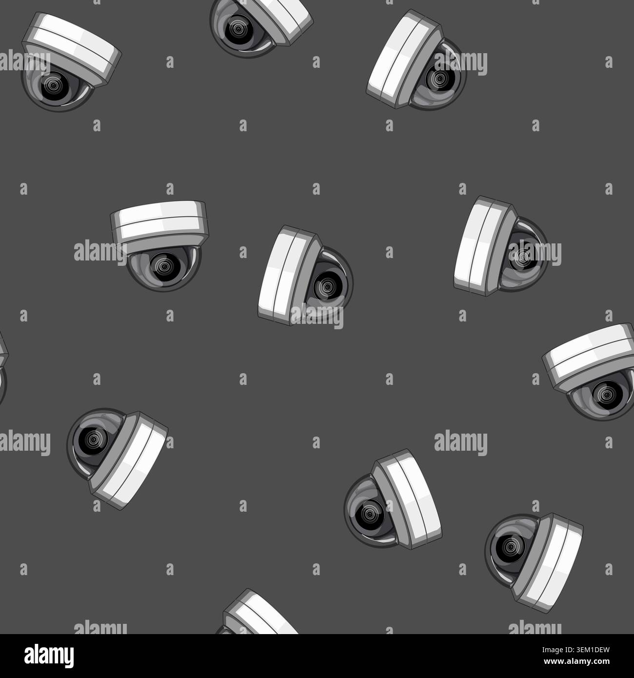 seamless pattern guard ip camera cartoon vector Stock Vector