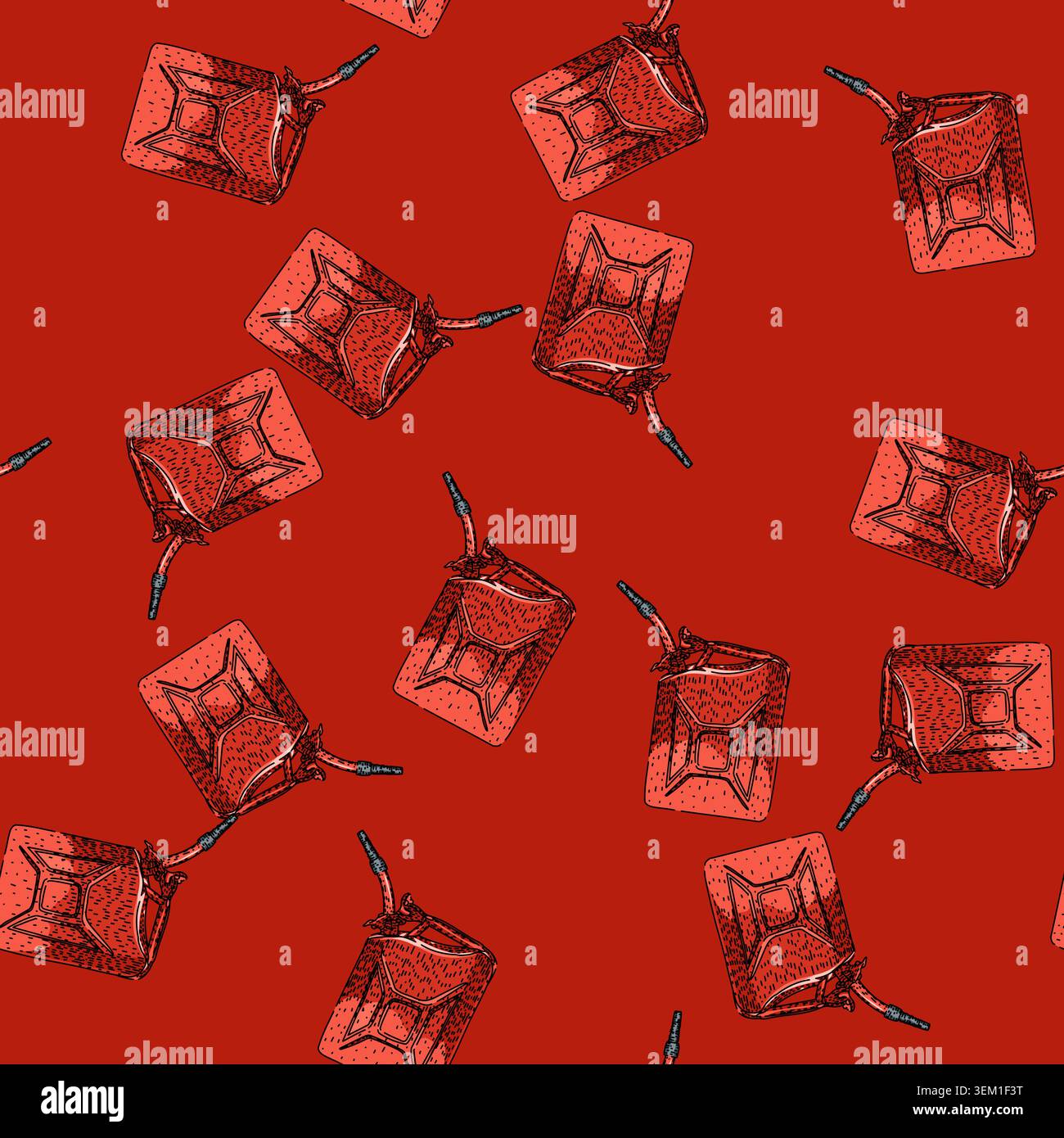 pattern Jerrycan fuel can gas hand drawn illustration Stock Vector