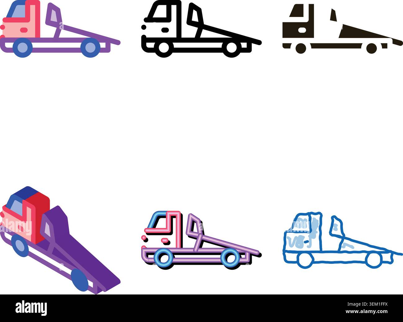 evacuator truck simplified icon vector outline Stock Vector