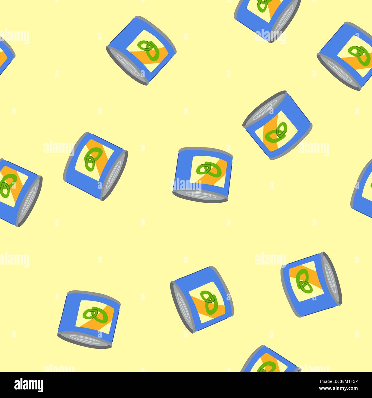 seamless pattern food tin can cartoon vector Stock Vector