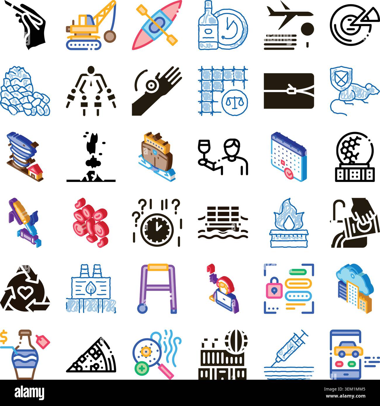 Diverse icons collection representing life and concepts Stock Vector
