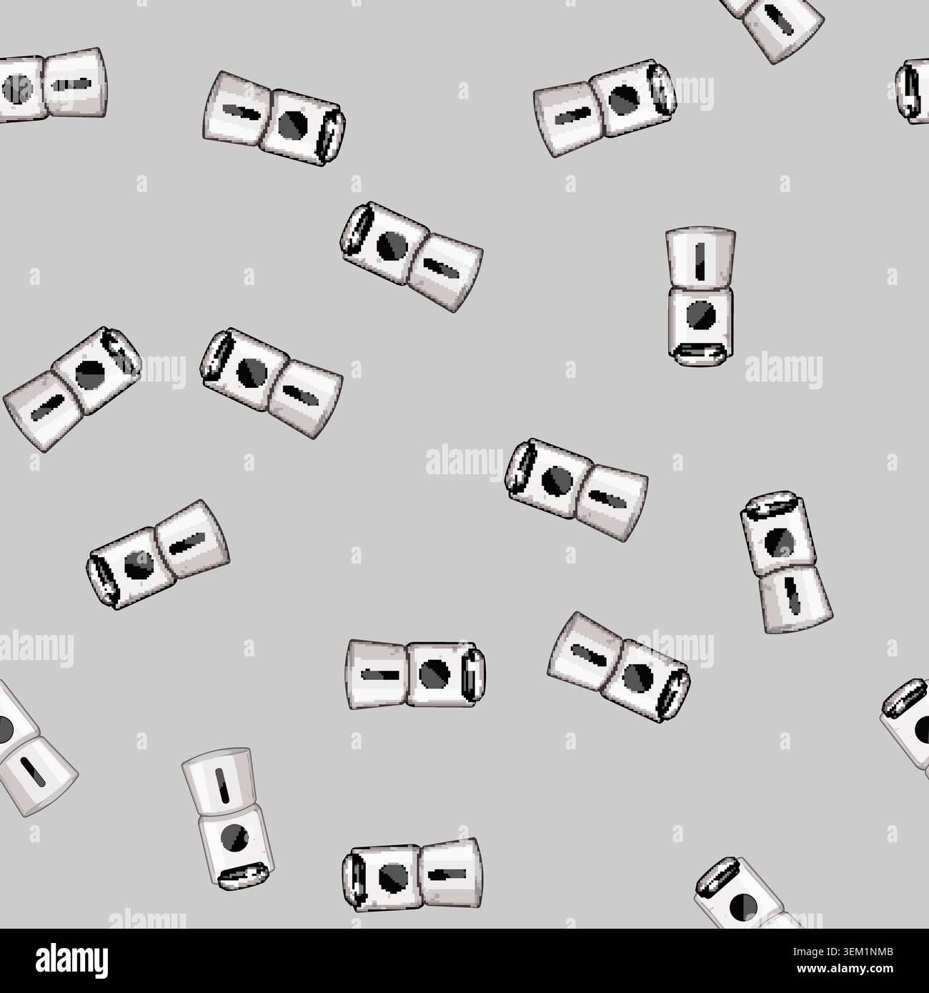 seamless pattern Automatic pet feeder providing food convenience technology Stock Vector