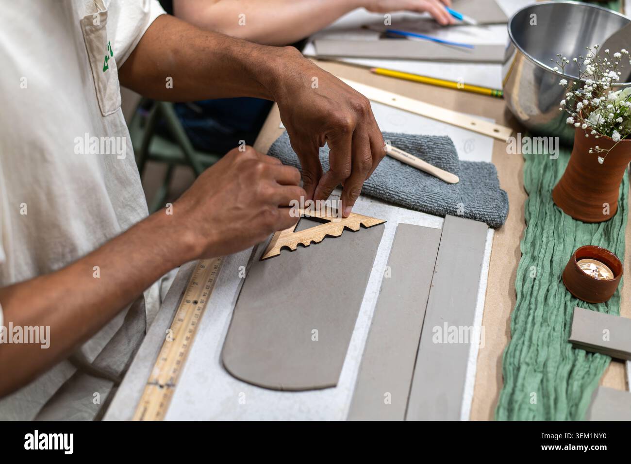 Ceramic artist at work Stock Photo
