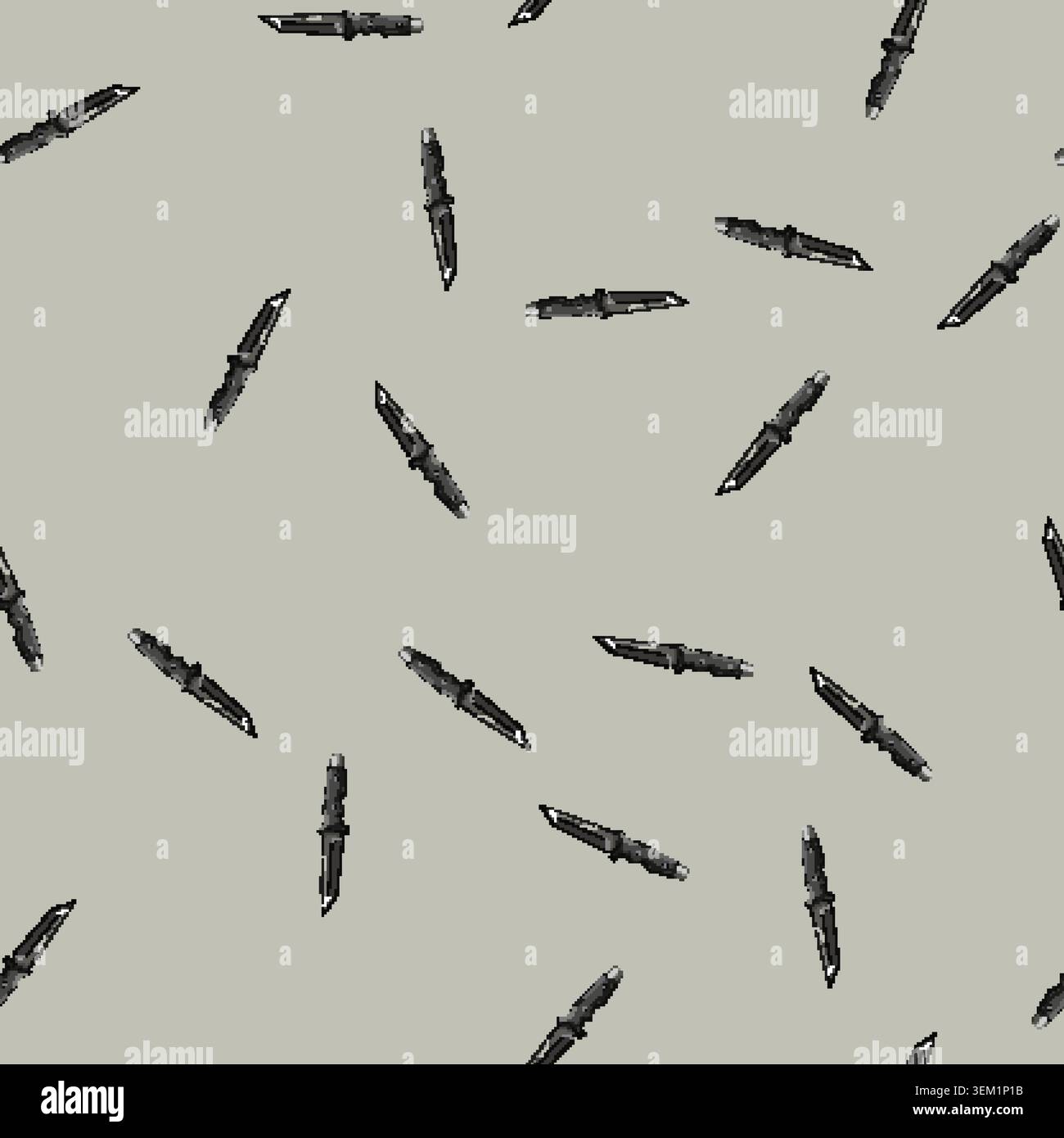 seamless pattern handle military knife cartoon vector Stock Vector
