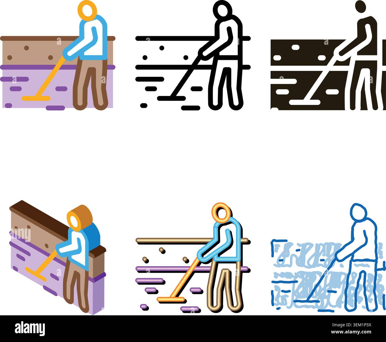 house variants foundation laying icon vector outline Stock Vector