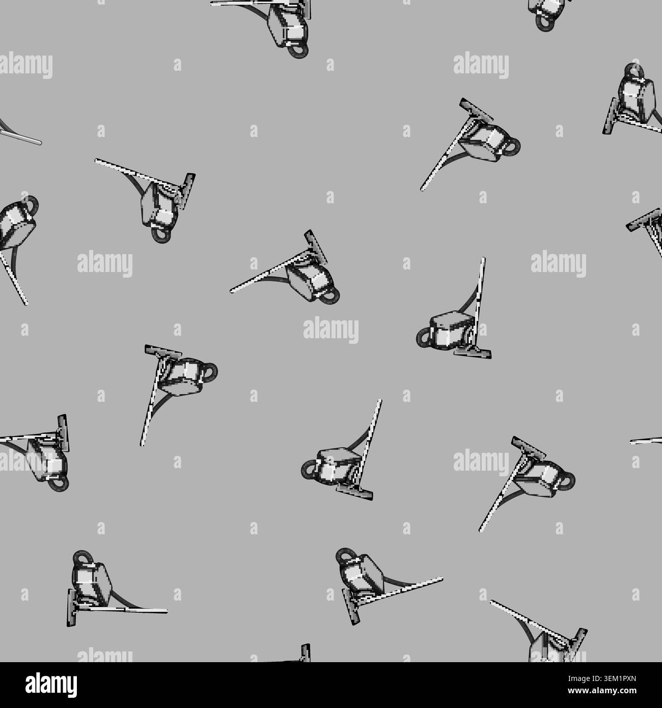 seamless pattern bucket electric broom cartoon vector Stock Vector