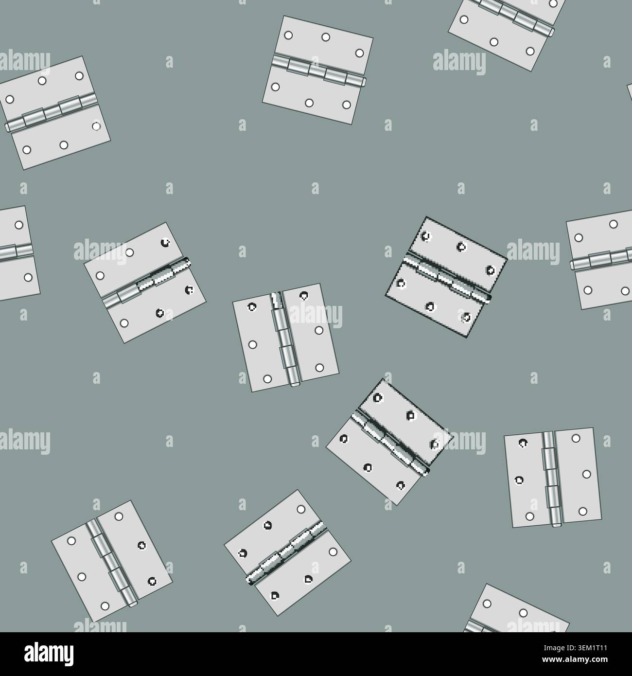seamless pattern steel door hinge cartoon vector Stock Vector