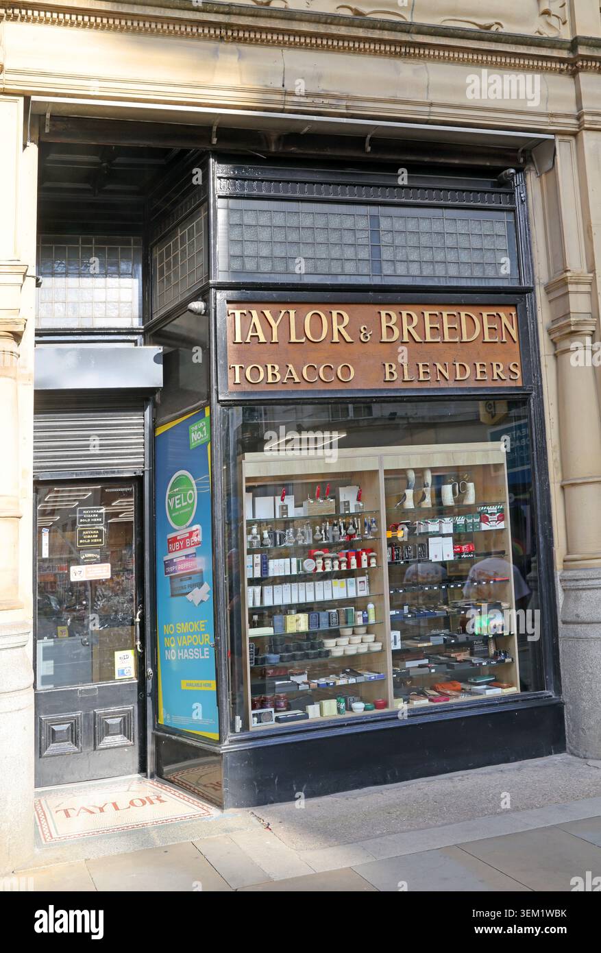 Taylor and Breedon tobacconist at 39 Cross Street in Manchester city centre, England, UK. Stock Photo