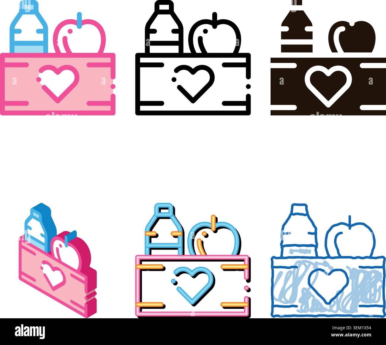 volunteers support food box vector thin concepts line icon Stock Vector
