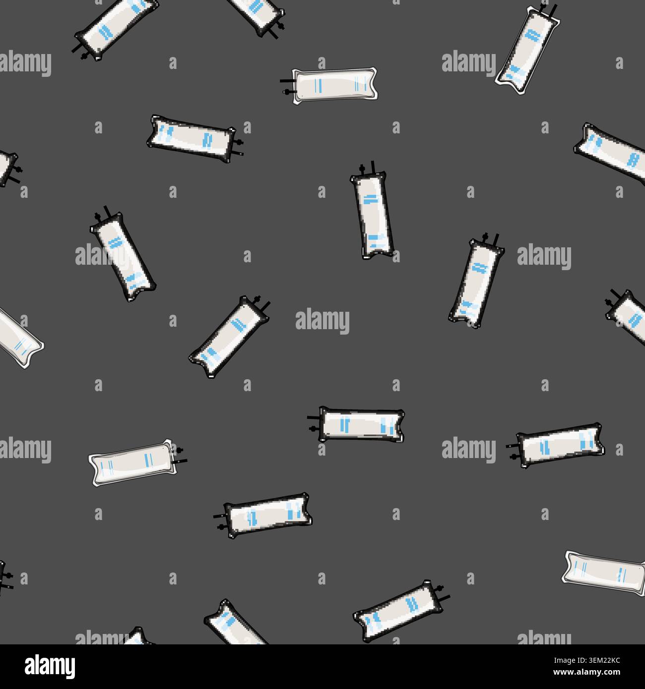 seamless pattern drip iv fluid bag cartoon vector Stock Vector