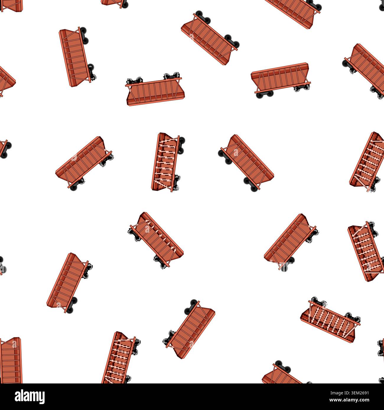pattern supply coal wagon cartoon vector Stock Vector