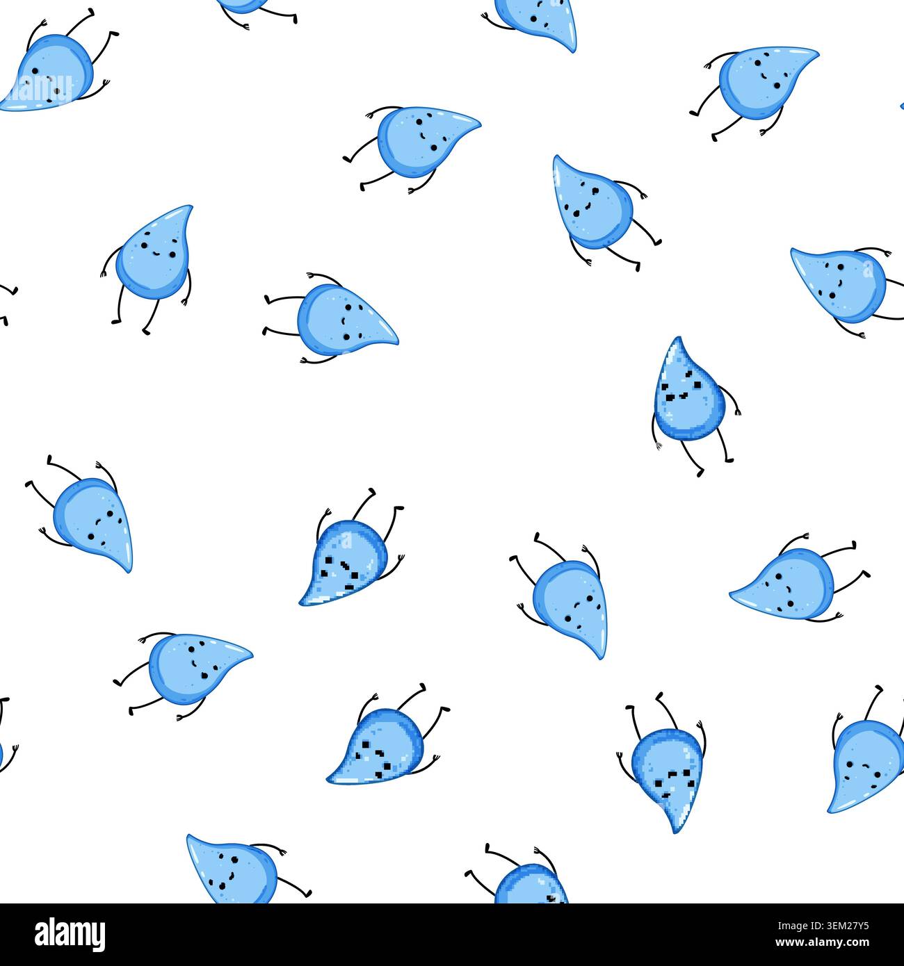 pattern funny water drop character cartoon vector Stock Vector
