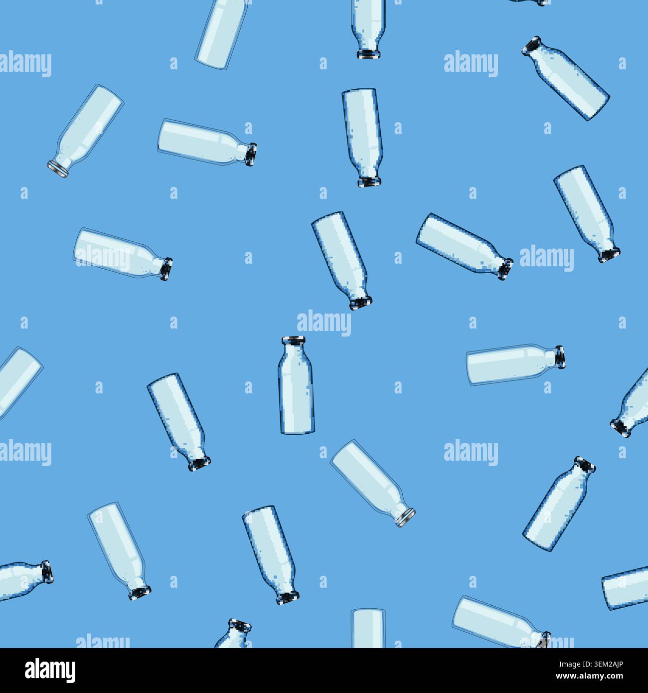 seamless pattern black thermos bottle cartoon vector Stock Vector