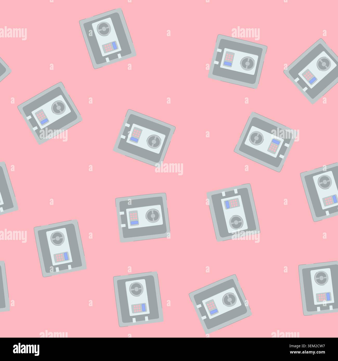 seamless pattern lock safe cartoon vector Stock Vector