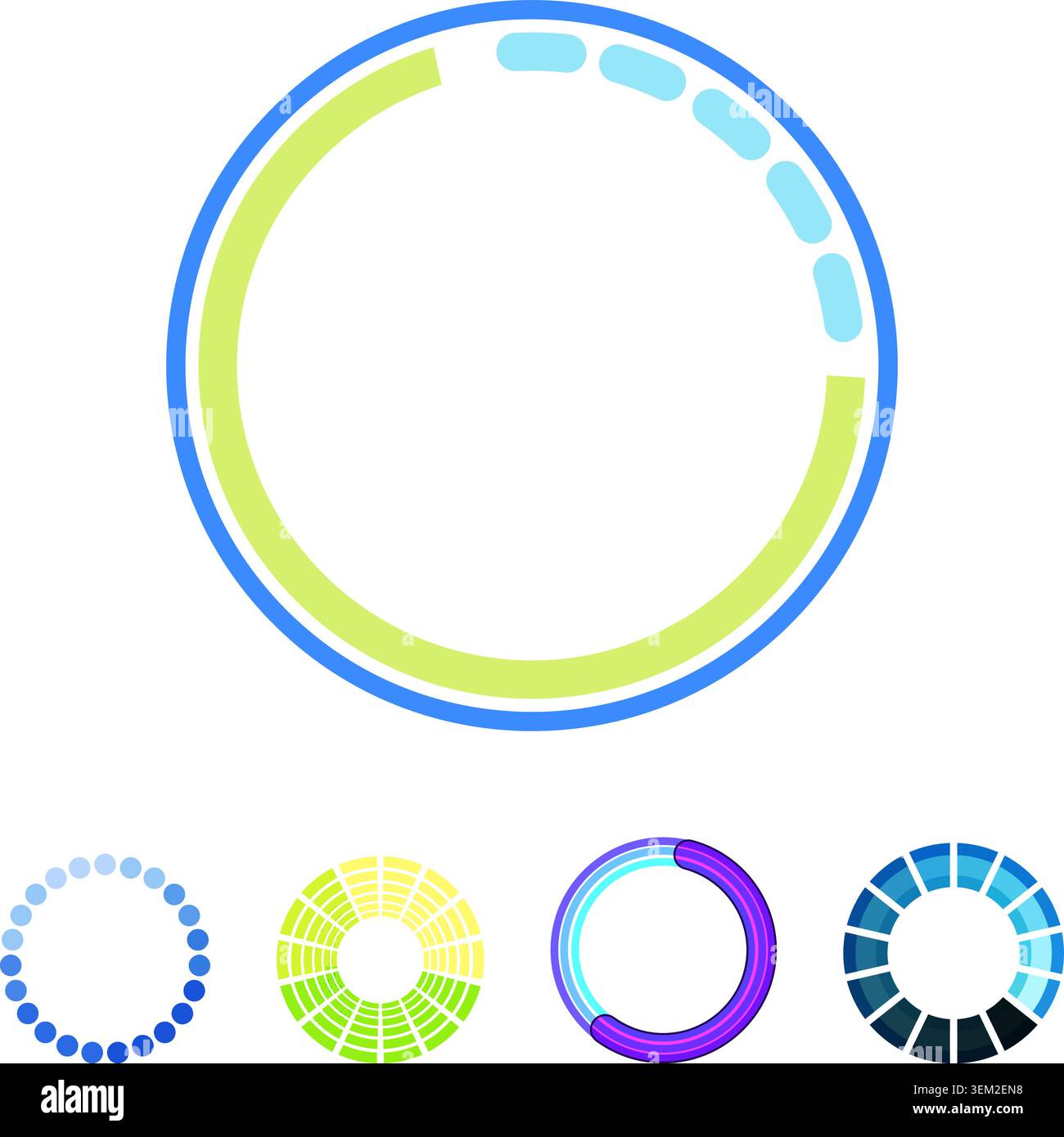 Circular progress bars loading indicators collection Stock Vector