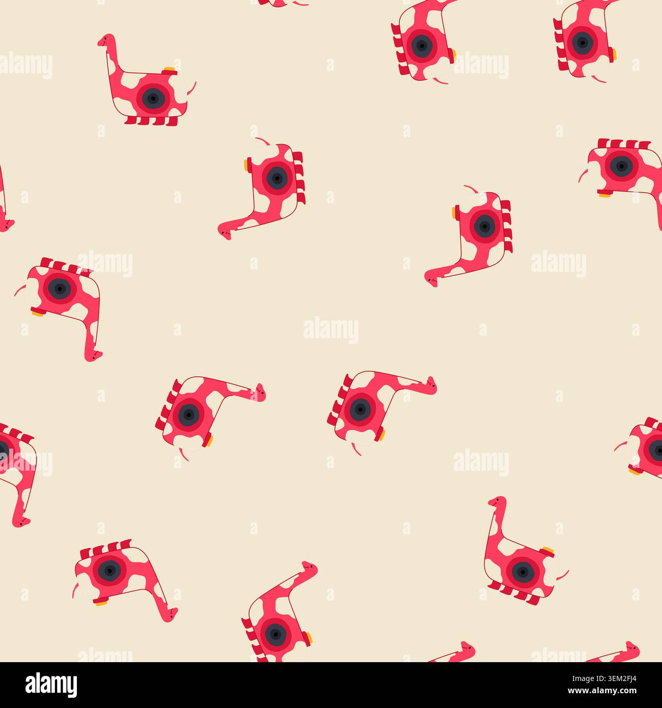 seamless pattern polaroid camera toy cartoon vector Stock Vector