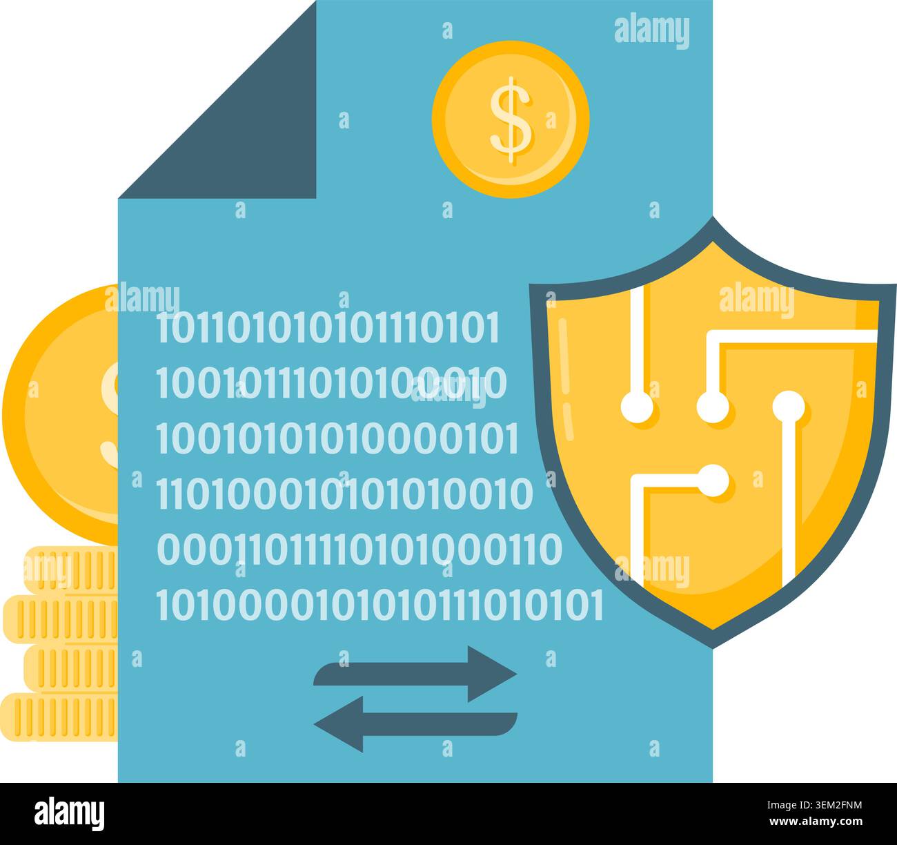 encrypted data transfer Stock Vector