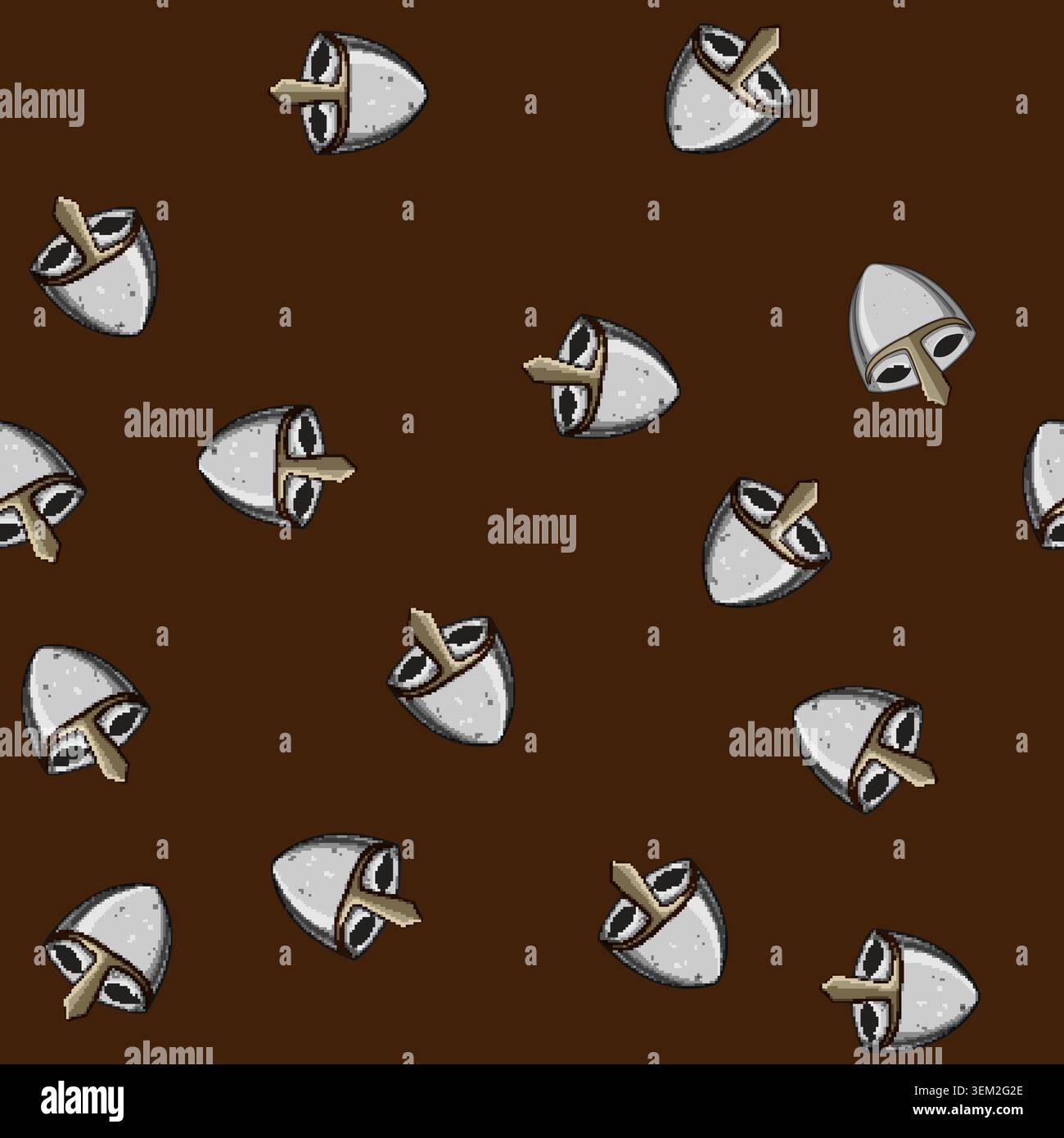 seamless pattern medieval viking helmet cartoon vector Stock Vector