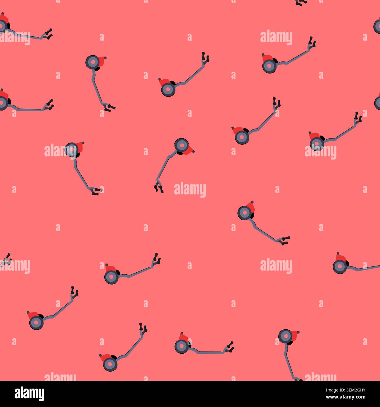 seamless pattern equipment lawn mower cartoon vector Stock Vector