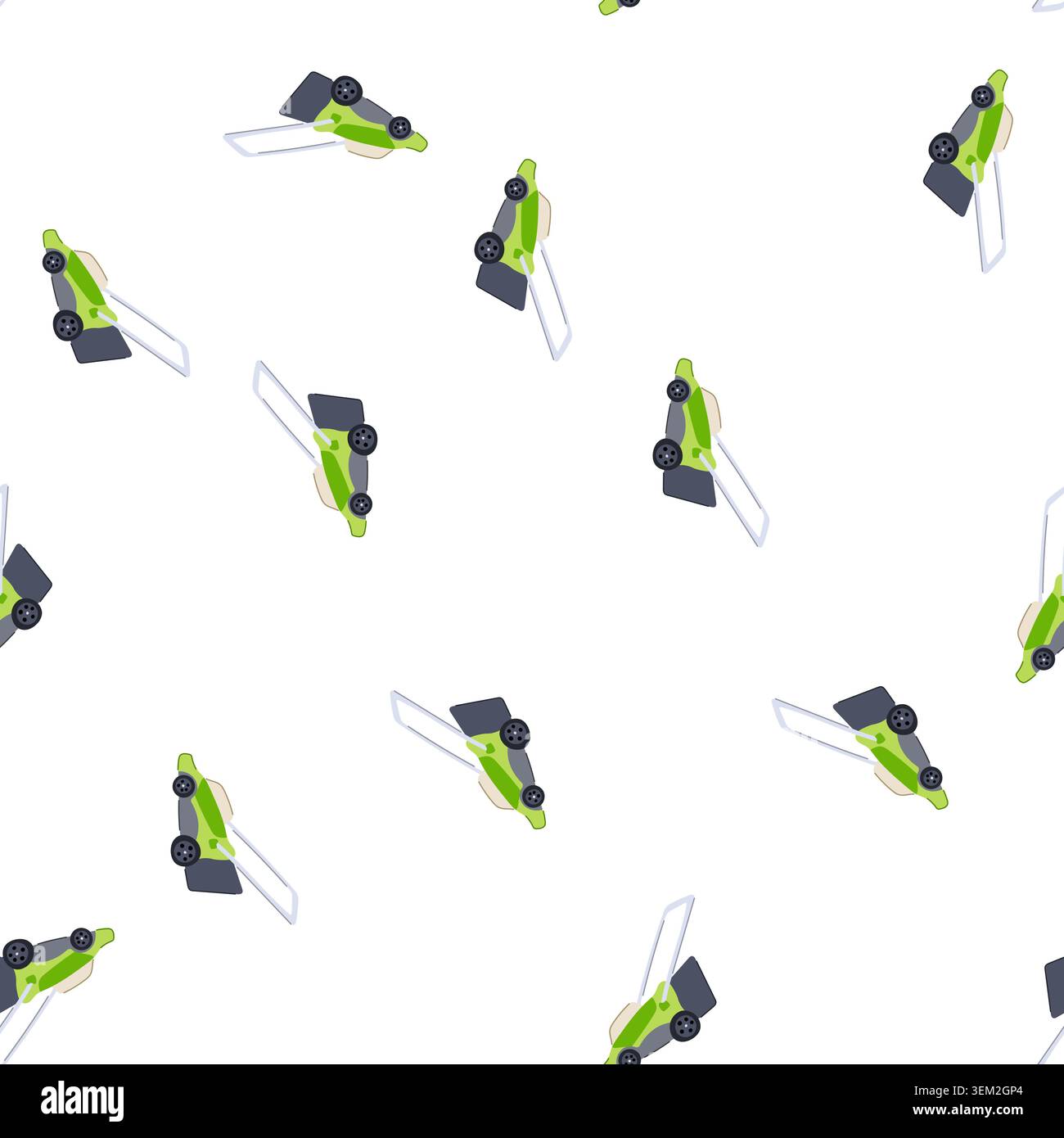 pattern landscaping lawn mower cartoon vector Stock Vector