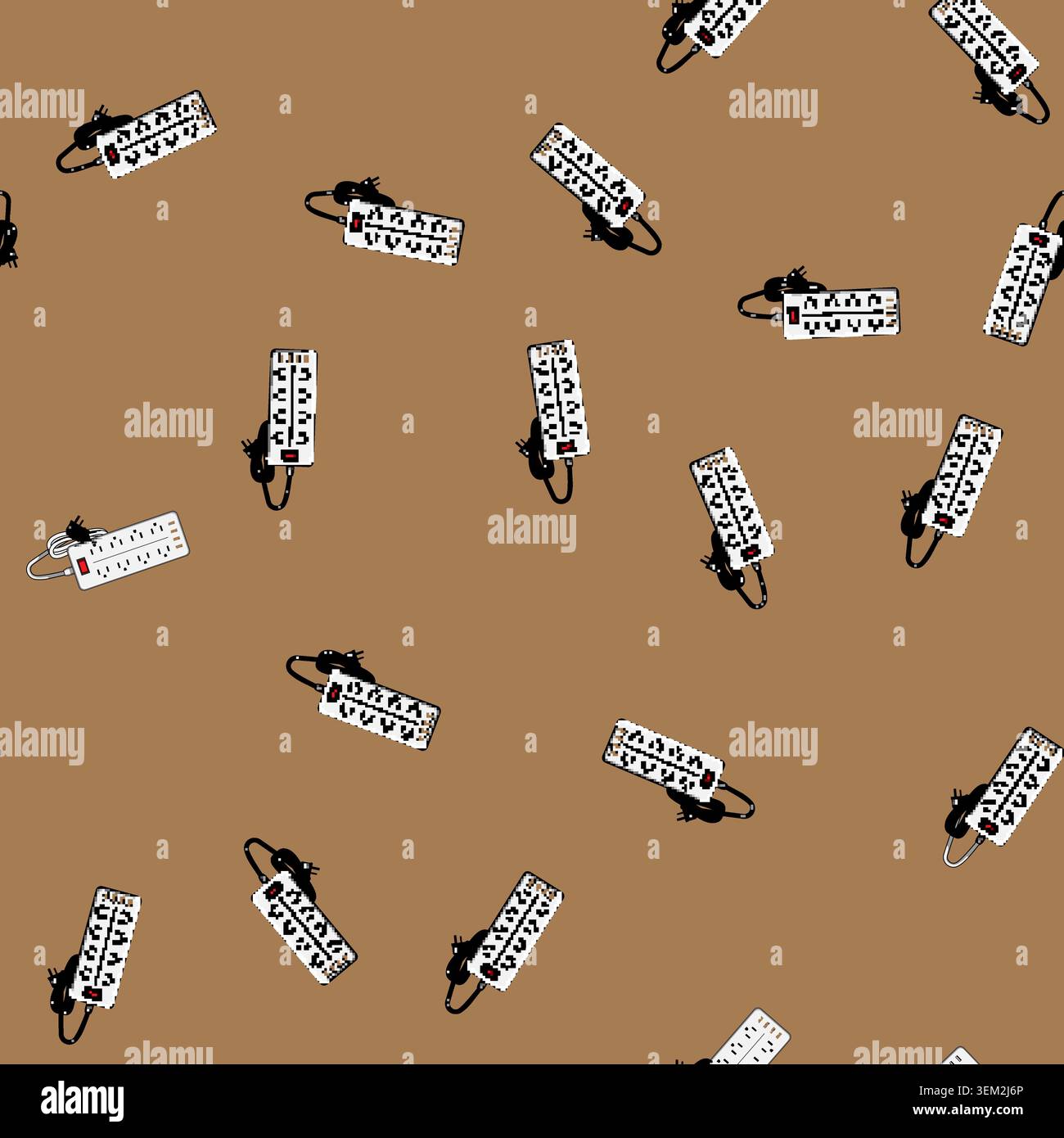 seamless pattern Power strip with multiple electrical outlets and usb ports Stock Vector