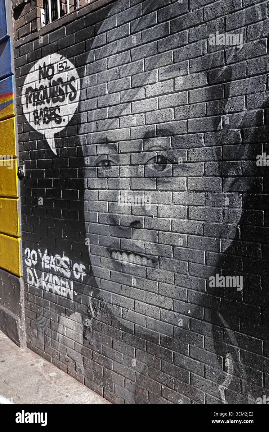 Black-and-white mural celebrates 30 years of DJ Karen Reddy at The ...