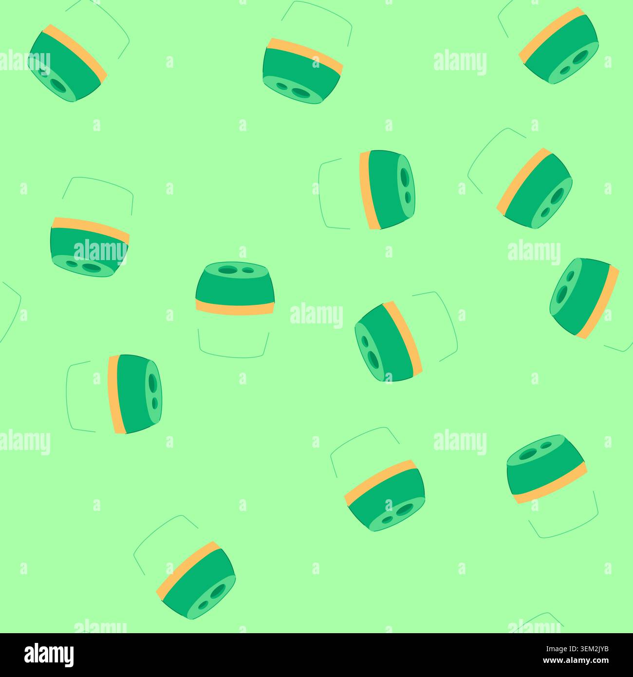 seamless pattern school sharpener pencil cartoon vector Stock Vector