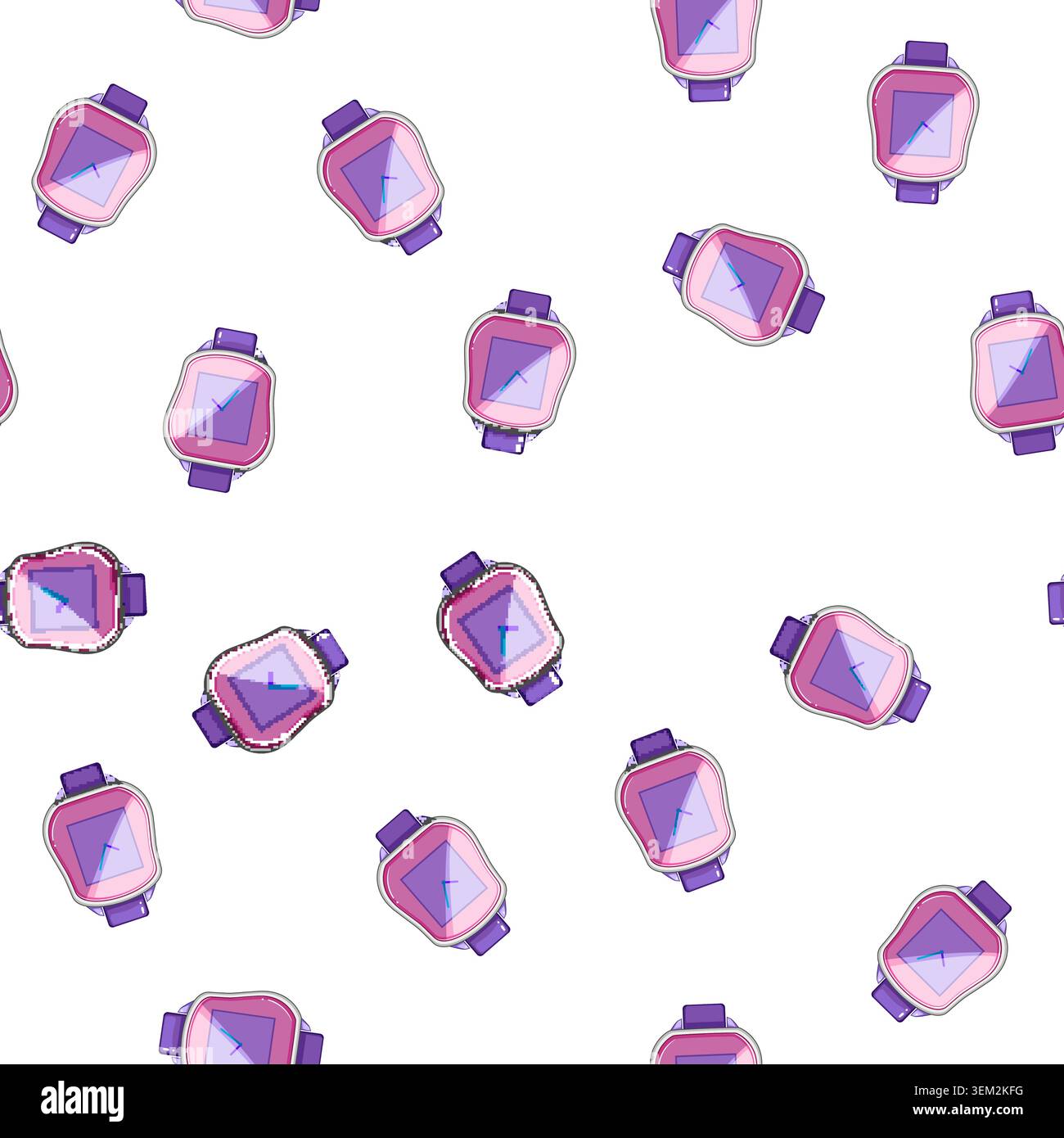 pattern fashion kid watch time cartoon vector Stock Vector