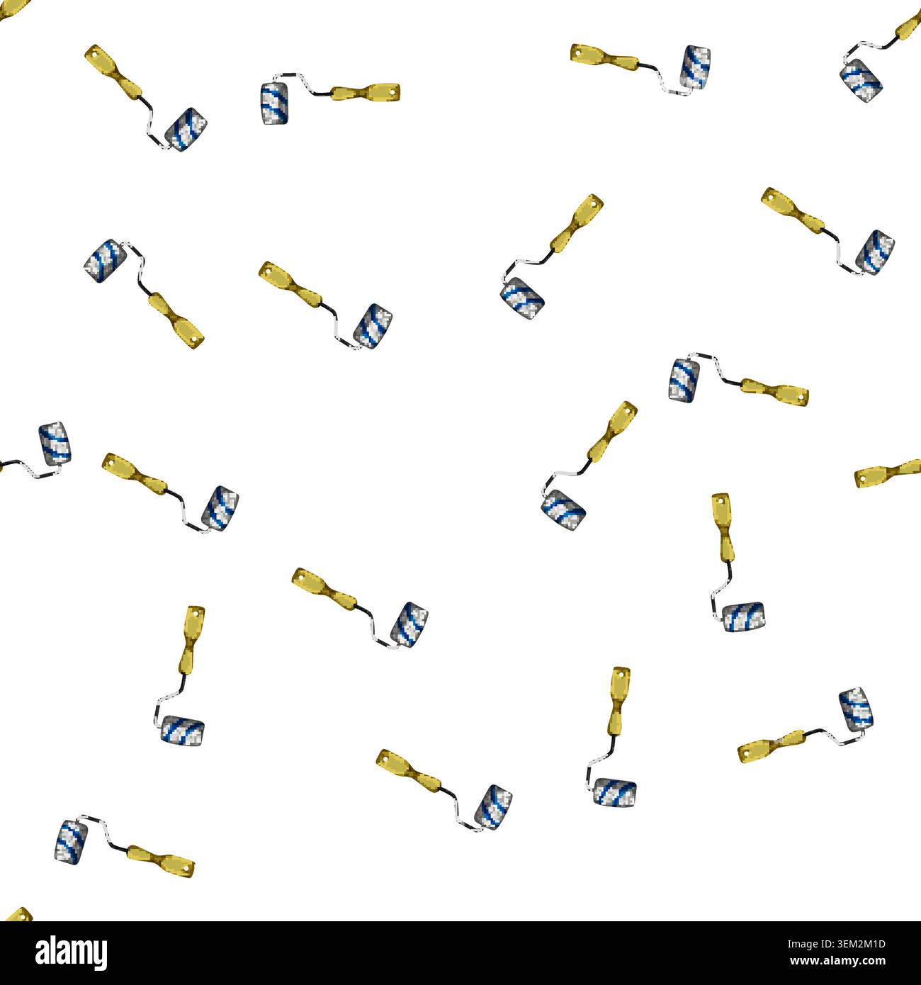 pattern painter roller paint cartoon vector Stock Vector