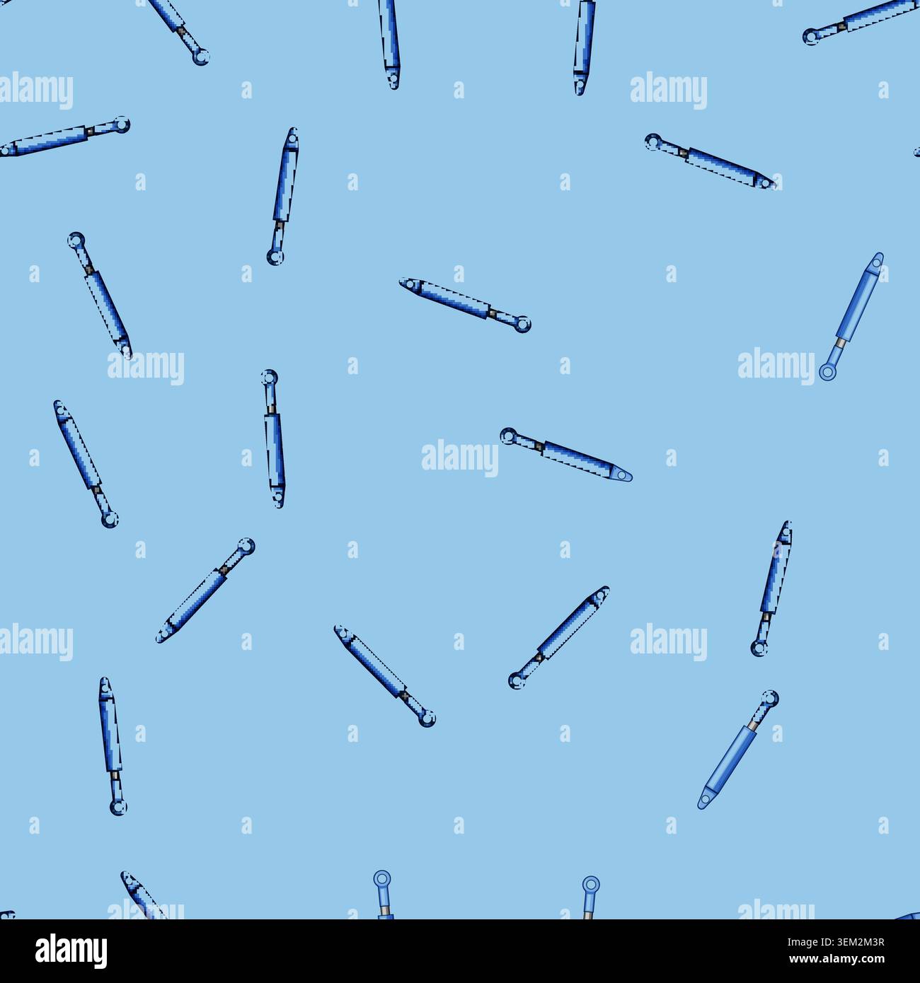 seamless pattern Hydraulic cylinder piston rod mechanism vector image Stock Vector