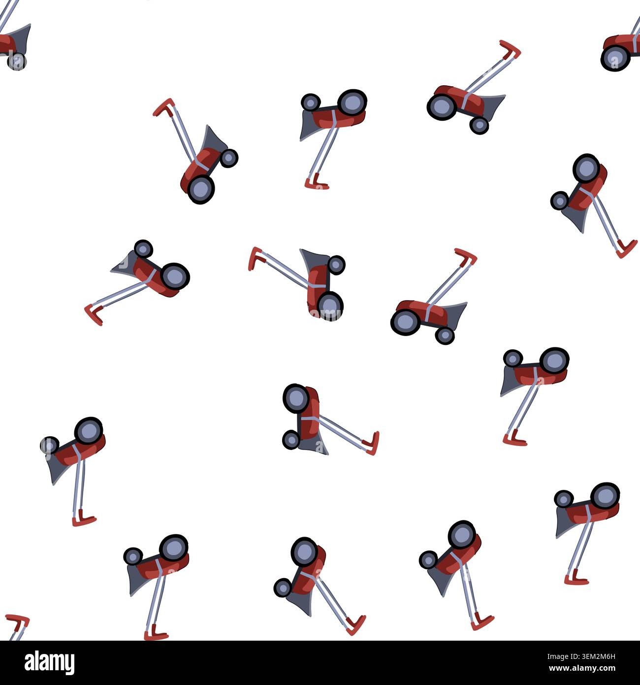 pattern care lawn mower cartoon vector Stock Vector