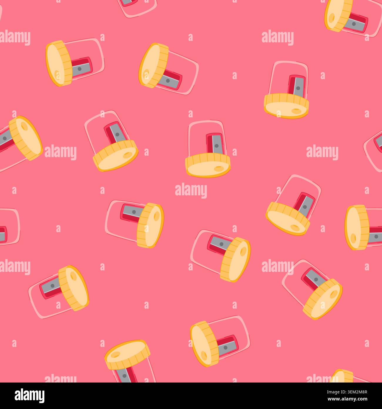 seamless pattern office sharpener pencil cartoon vector Stock Vector