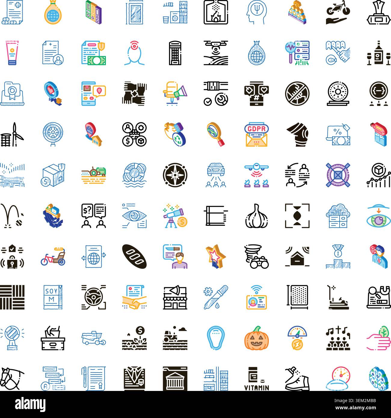 Diverse vector icon set illustrating various concepts Stock Vector