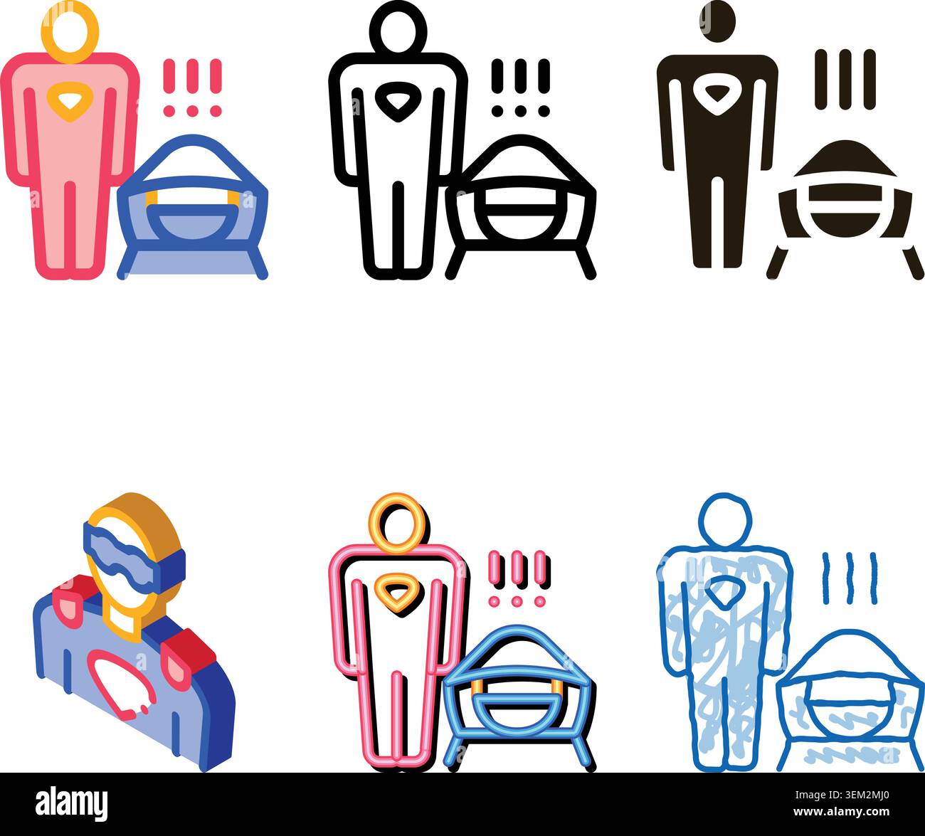 face mask super hero icon vector outline variants Stock Vector