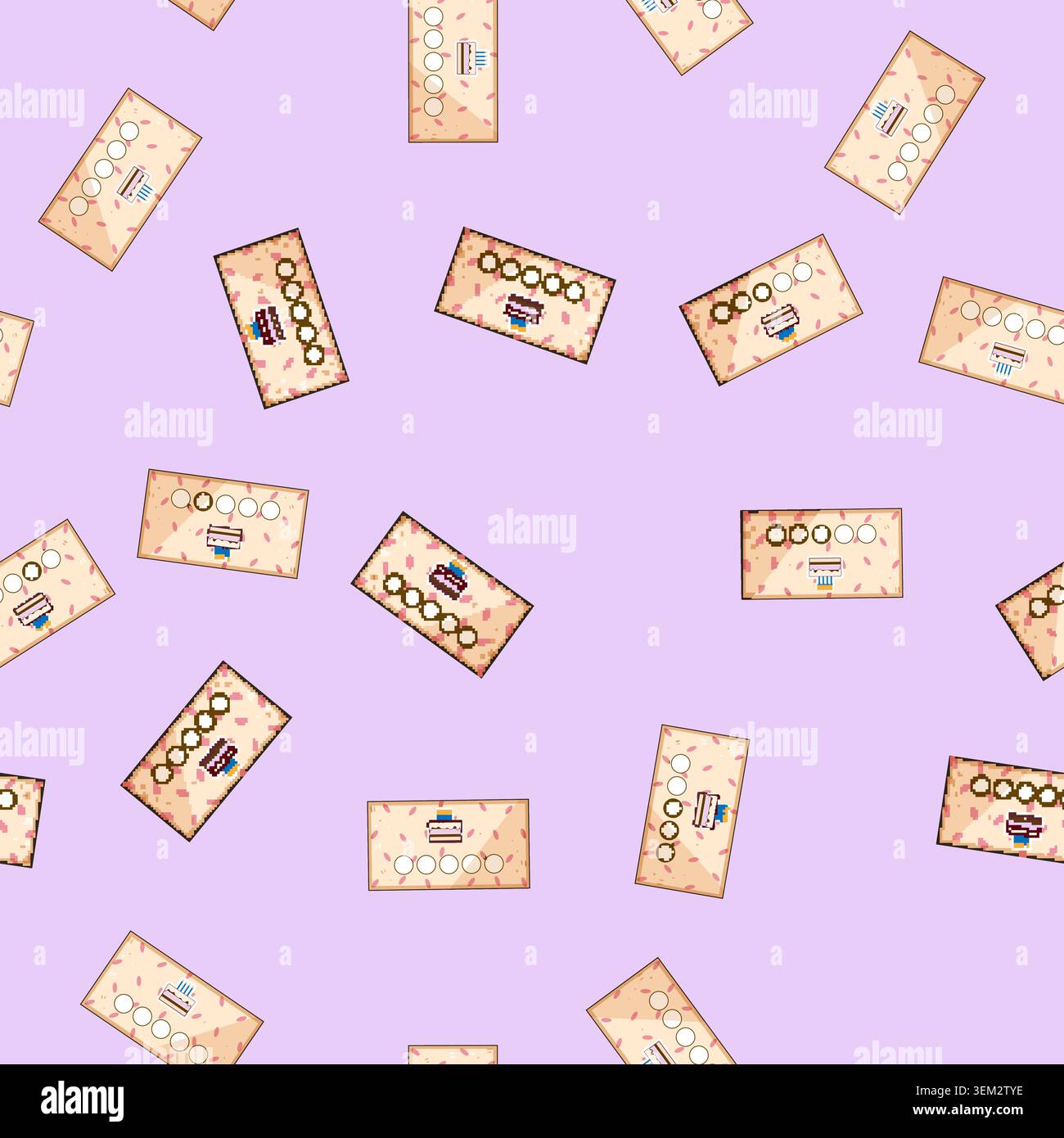 seamless pattern Birthday loyalty card showing customer reward progress Stock Vector