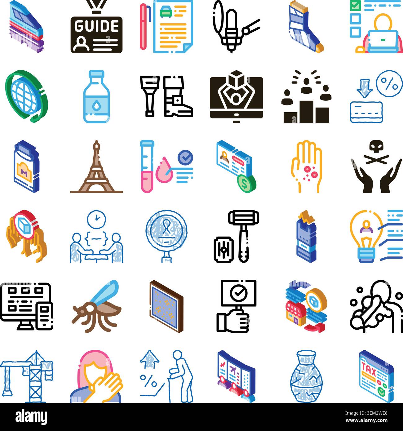 Diverse business and medical icons set concept Stock Vector