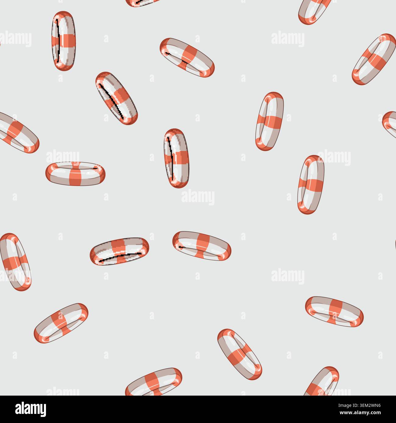 seamless pattern rescue lifebuoy cartoon vector Stock Vector