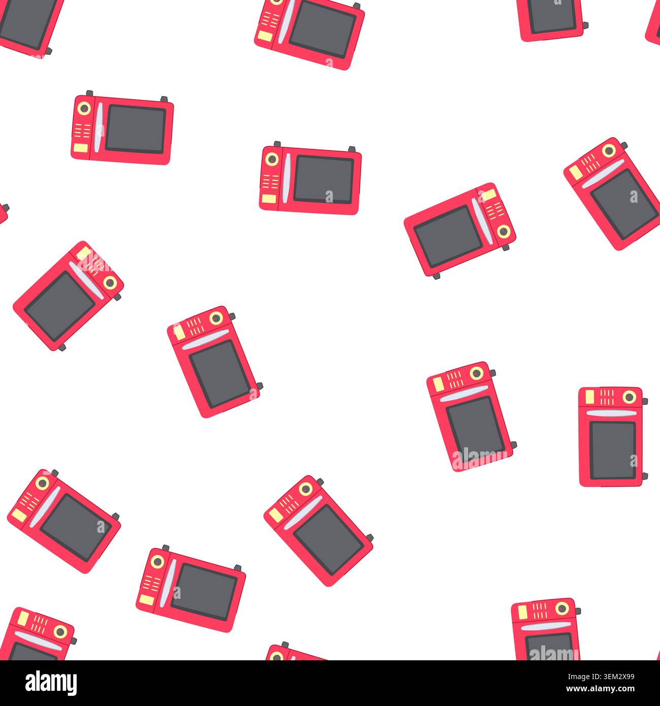 pattern appliance microwave oven cartoon vector Stock Vector