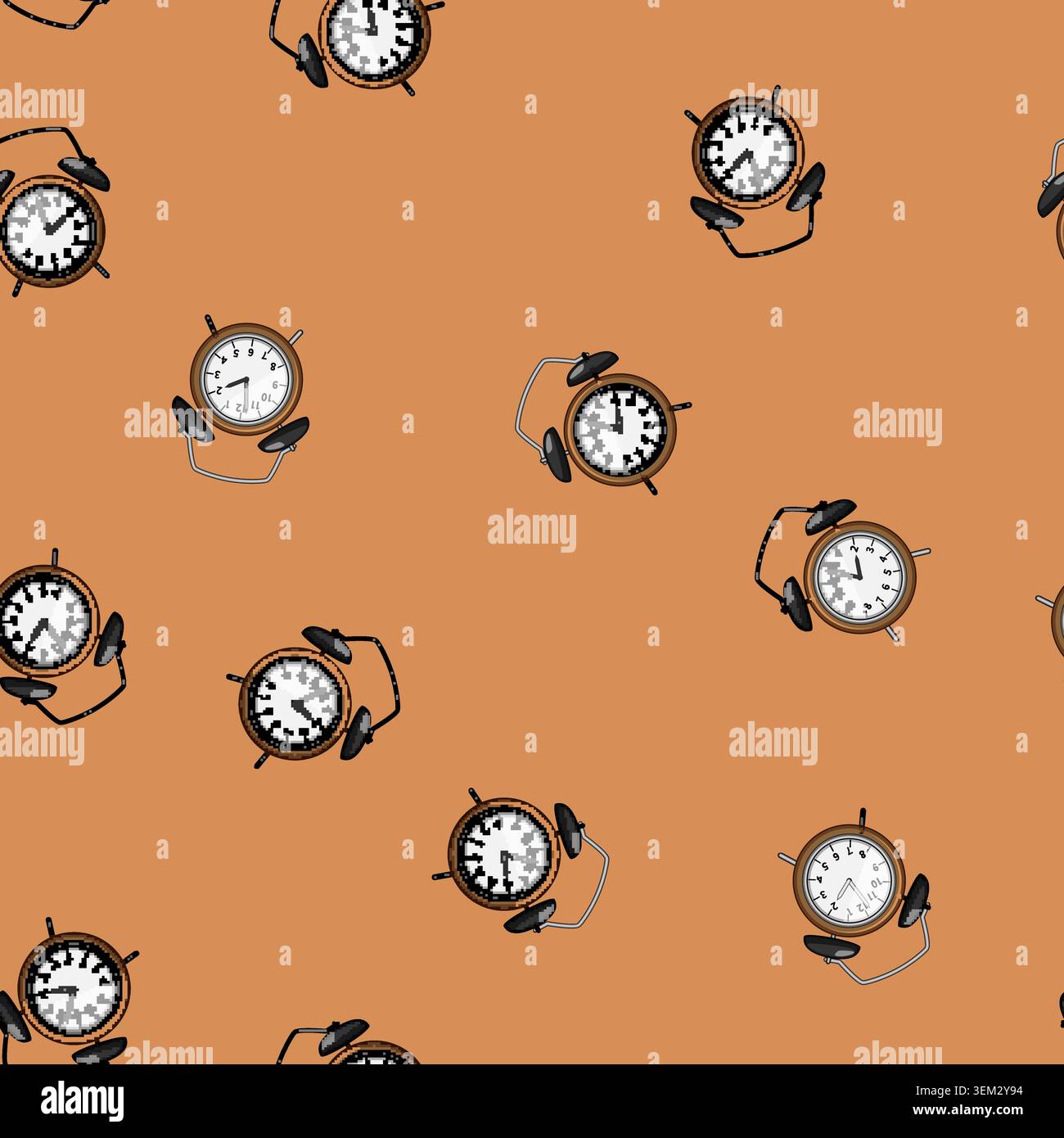 seamless pattern led travel alarm clock cartoon vector Stock Vector