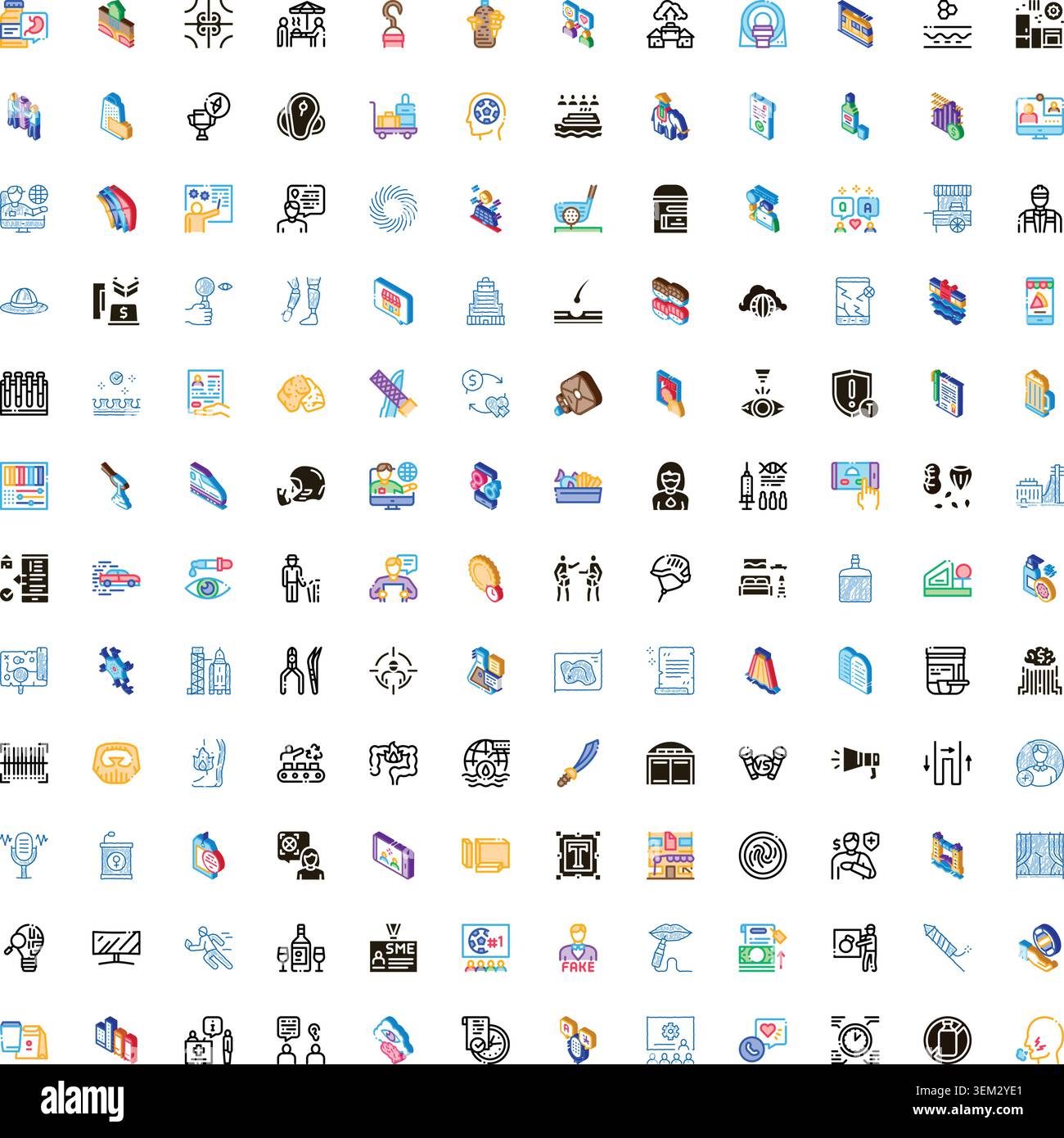 Diverse icon collection illustrating various business concepts Stock Vector