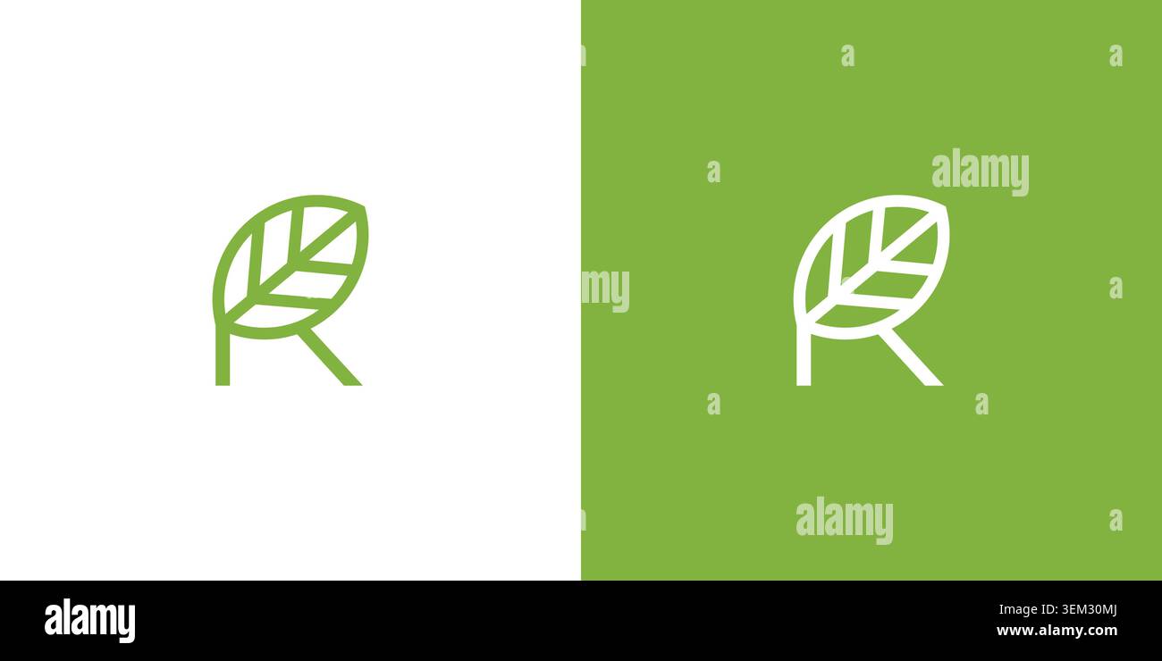 The R leaf logo design is simple and unique Stock Vector