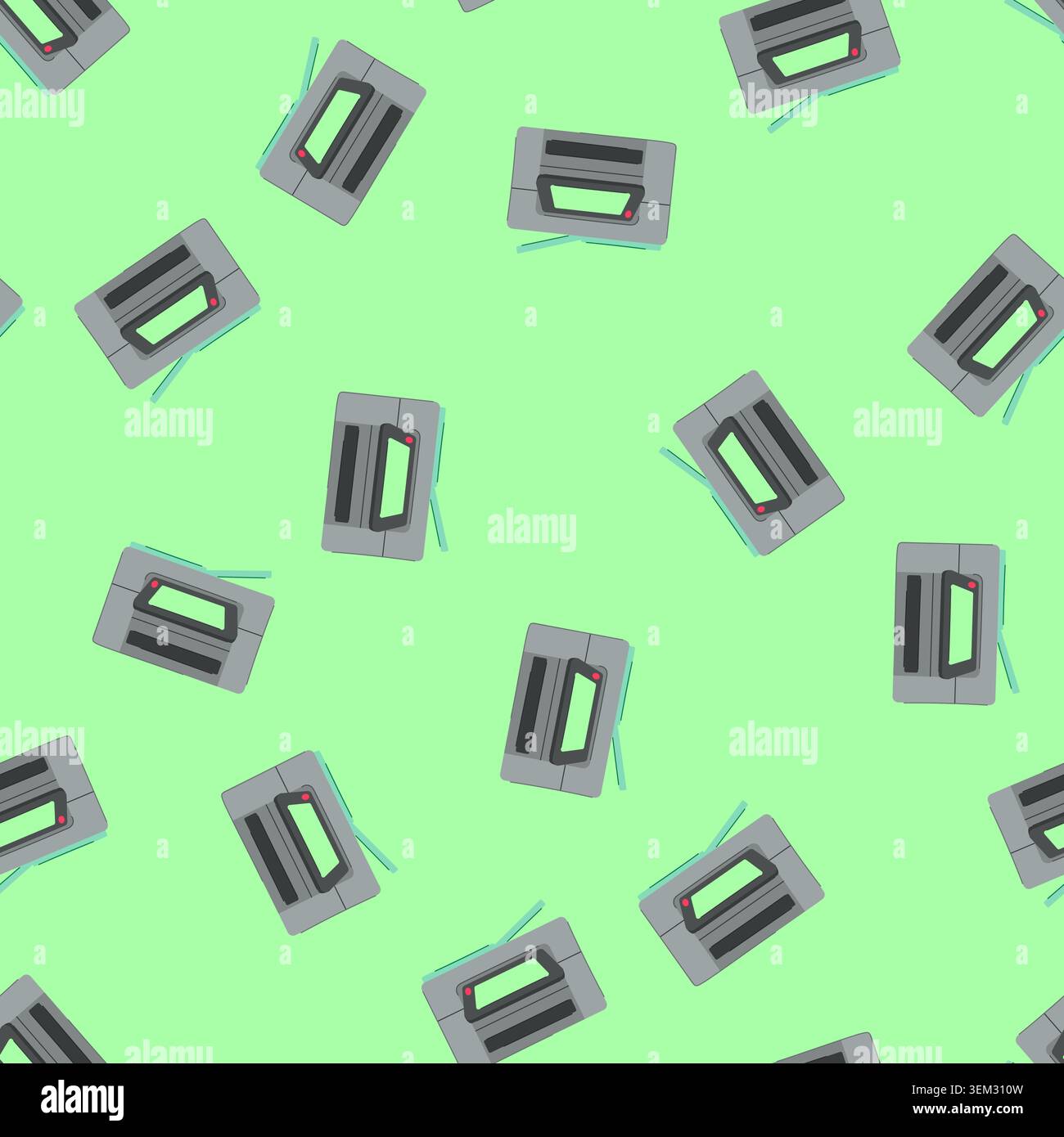 seamless pattern scanner printer paper cartoon vector Stock Vector
