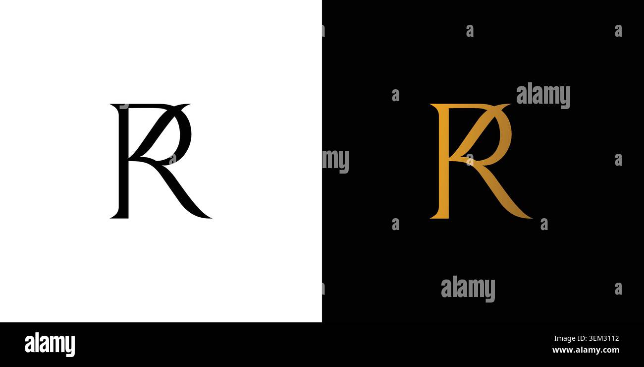 Luxury and unique letter RK initials logo design Stock Vector