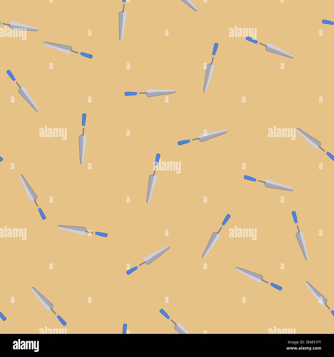 seamless pattern plaster trowel cartoon vector Stock Vector
