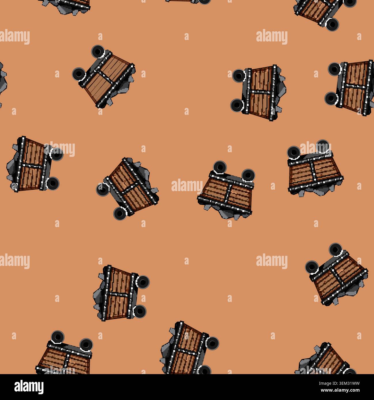 seamless pattern industry coal wagon cartoon vector Stock Vector
