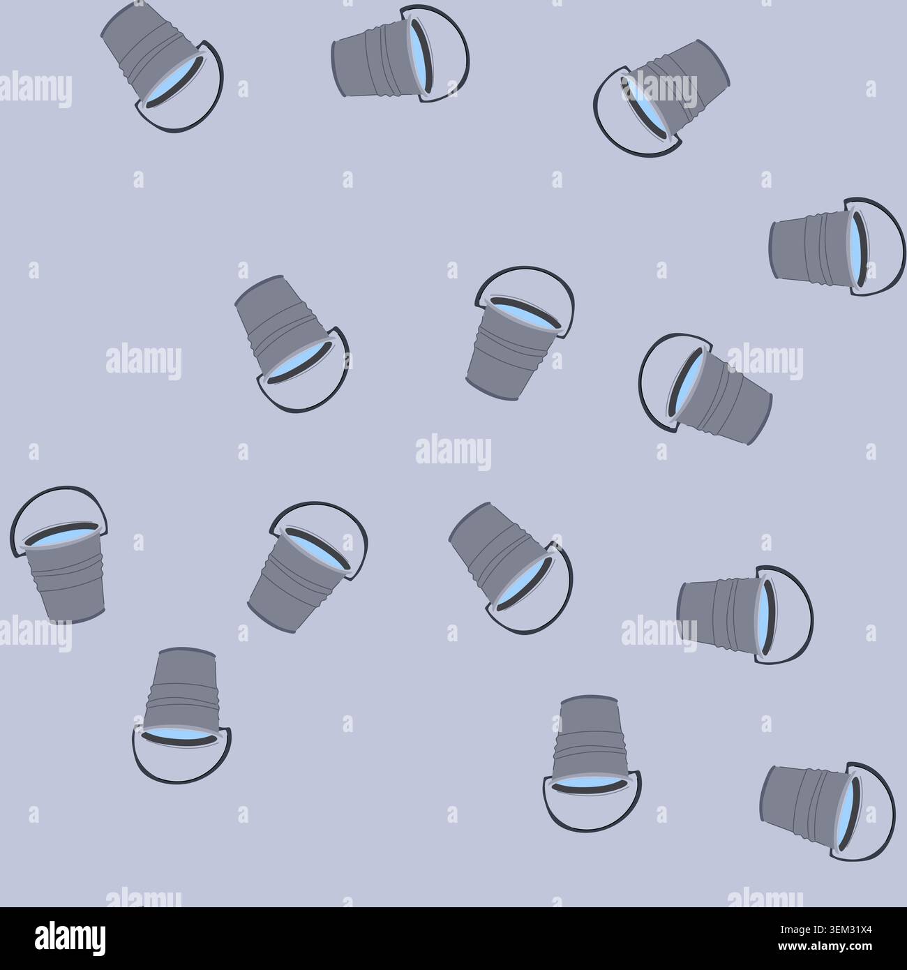 seamless pattern metal bucket water cartoon vector Stock Vector